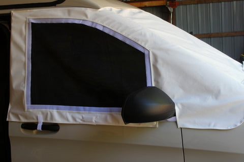 Metris van cab window cover with bug screens
