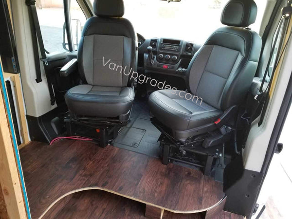 Promaster Van with seat swivels and lowered bases installed