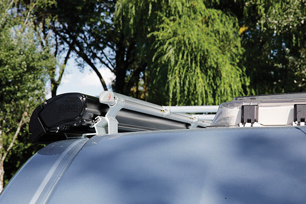 Promaster roof rack system with awning attached