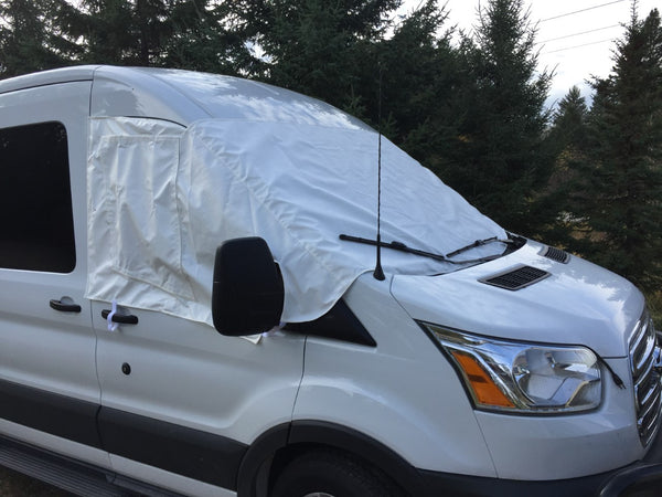 Transit cab cover with screens - screens closed