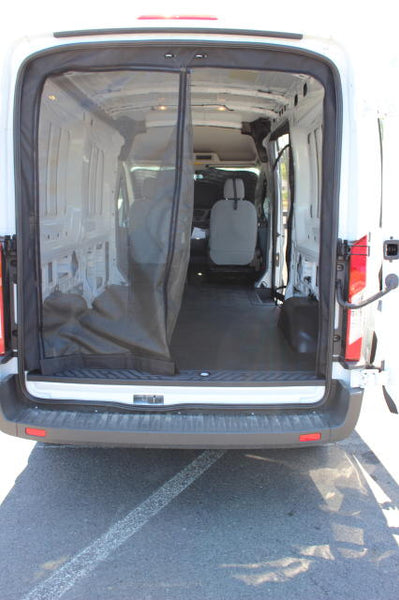 Transit rear door screen opened