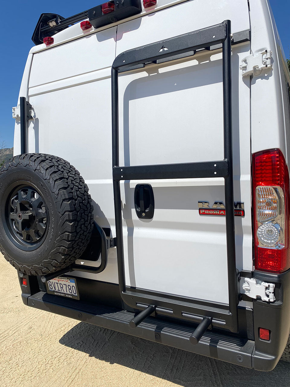 Promaster Postal Vehicle Rear Promaster Tire Rack Hinge Mount and Options – Van Upgrades