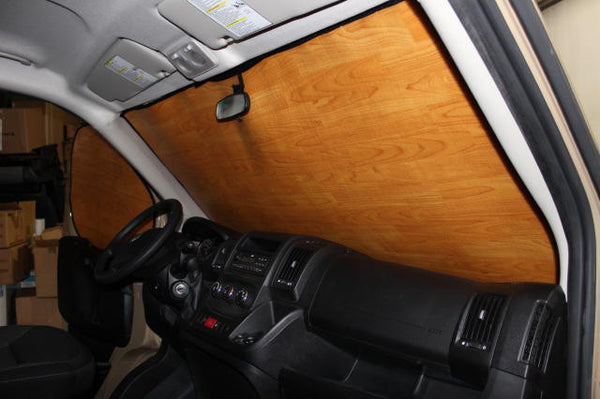 Example - NV cab insulation - older light wood grain pattern - shown on Promaster van