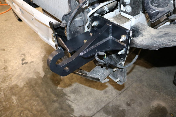 Transit tow hook being installed 
