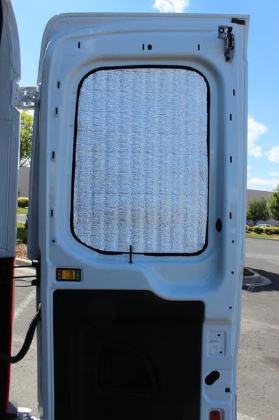Express van cargo door insulation with door open - Shown on Transit